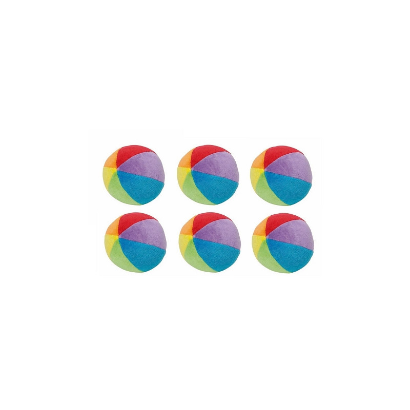Balles velours arc en ciel - lot de 6